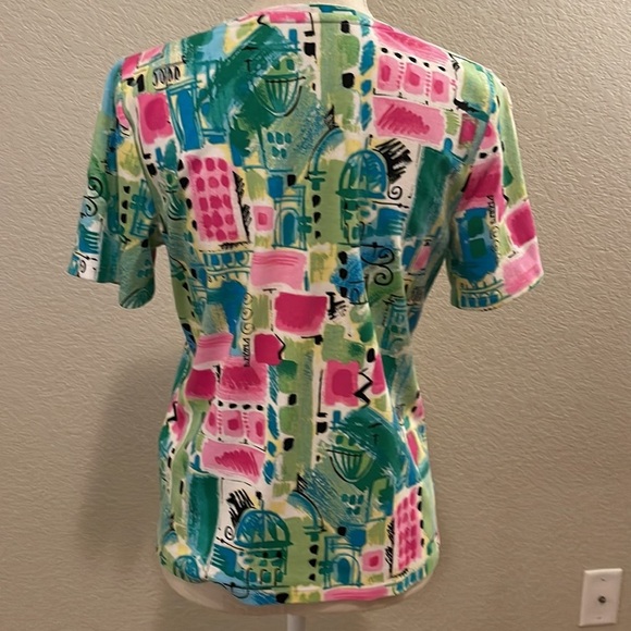 Women’s Allison Daley Pink/Green Shirt Size Small Petite - Picture 3 of 6